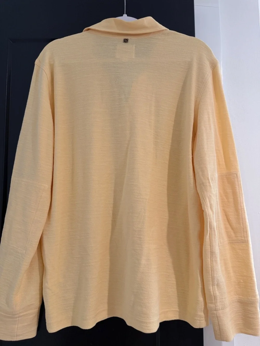 Billy Reid Men's Long-Sleeve Polo in Pale Yellow - Picture 5 of 5